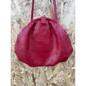 Vintage Capezio Bag 1980's Doctor Frame Purse Bucket Bag Red Leather Boho
